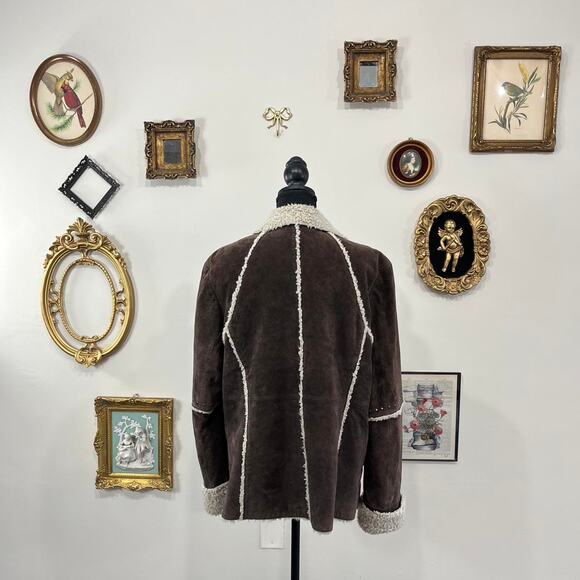 Vintage Y2K Bernardo Brown Suede Shearling Jacket with Stud Detail - Picture 3 of 6
